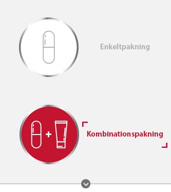 Canesten® ikon med enkeltpakning med kapsel og Canesten® ikon med kombinationspakning med kapsel og creme