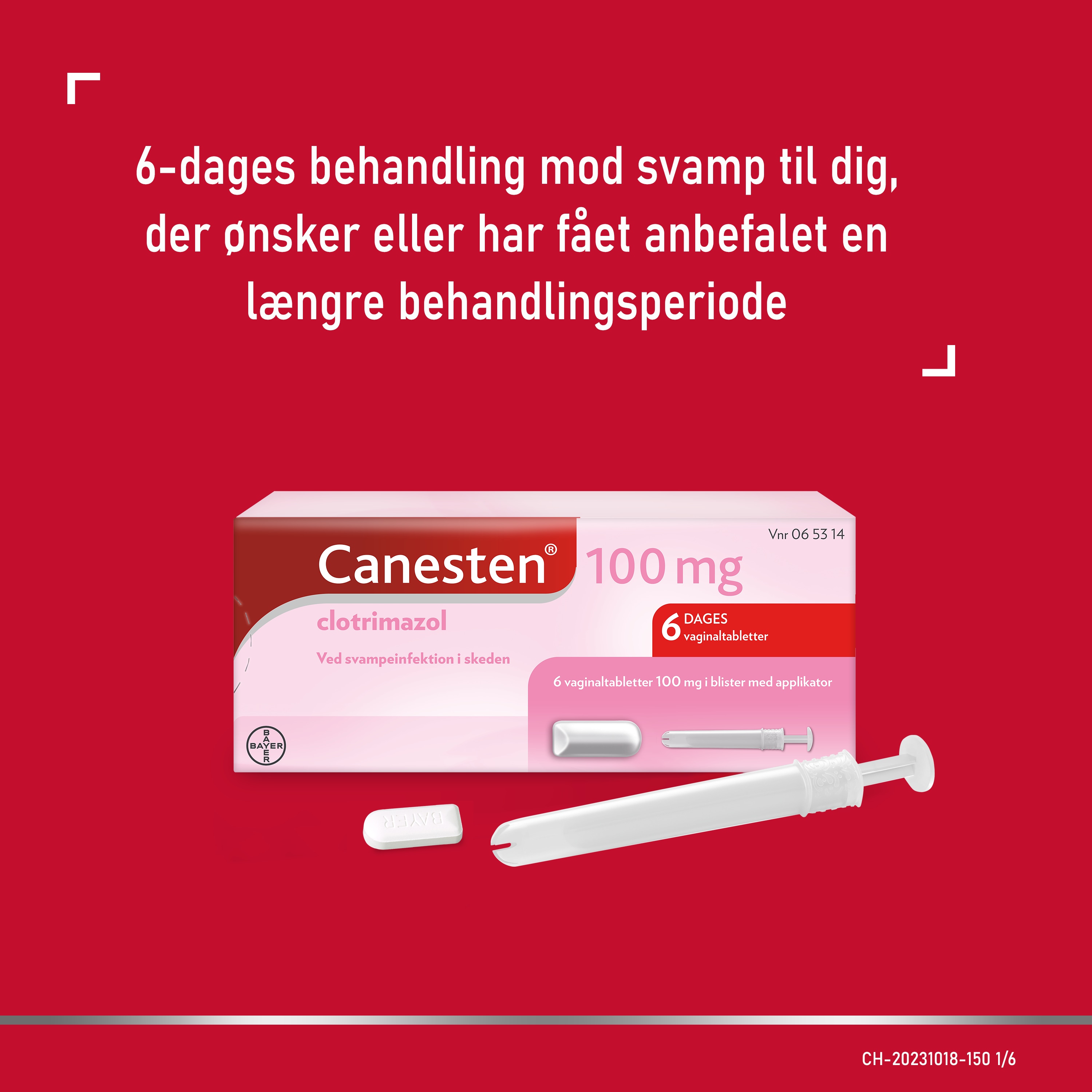Canesten 100 mg 6 Days Vag Tab DK